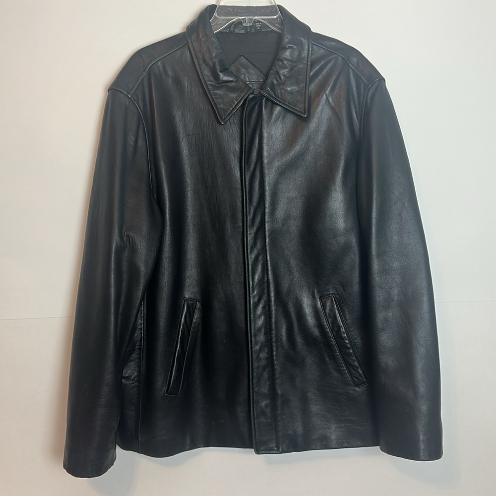 Roundtree & Yorke Vintage Men's Black Lamb Skin Leather Jacket Size Large